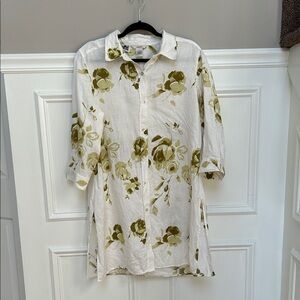 Tunic linen shirt | Irish linen | Pretty floral print